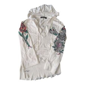 Vintage Y2K Ed Hardy Rhinestone Long Sleeve Hooded Shirt